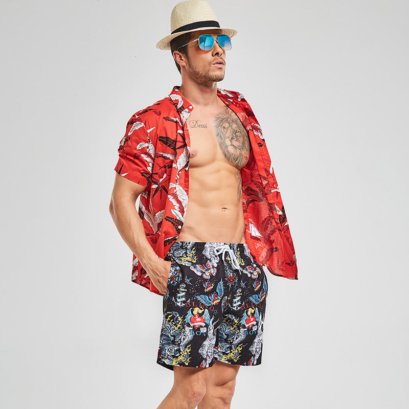 Wholesale Supply of Men's Beach Shorts, Quick-Drying, Suitable for Water, Large Size, Lined, Casual Shorts for Sanya Seaside Vacation