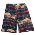 Summer new cotton and linen printed five-point men's beach pants casual sports loose plus size shorts men's thin fashion