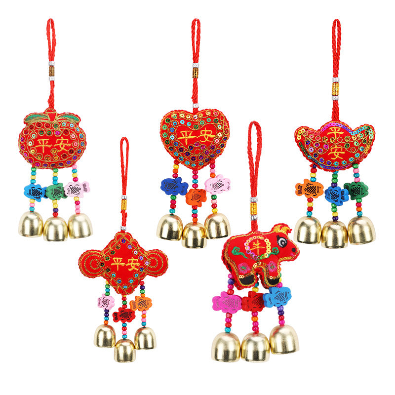2026 Year of the Horse New Year Sachet Bag, Spring Festival Decoration Pendant, Peace Ingot Blessing Bag, Rope Embroidery Hanging Ornament