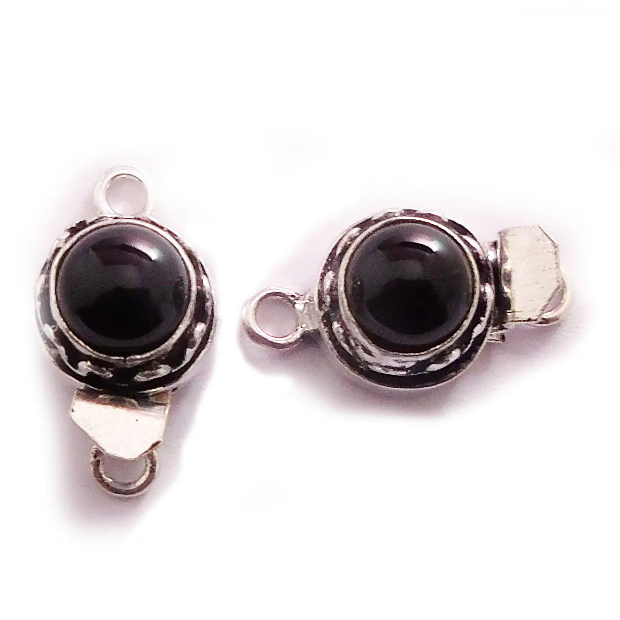 Black Onyx Gemstone 1Strand 2Strand 3Strand Box Antique Silver Plated 18K Gold Plated 24X15X10MM Jewelry Making Clasp B631