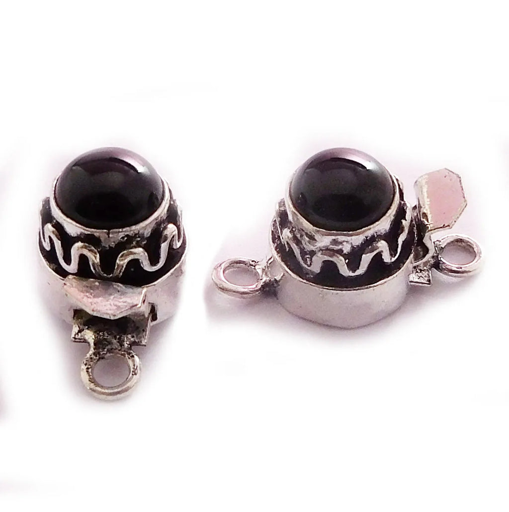 Black Onyx Gemstone 1Strand 2Strand 3Strand Box Antique Silver Plated 18K Gold Plated 24X15X10MM Jewelry Making Clasp B631