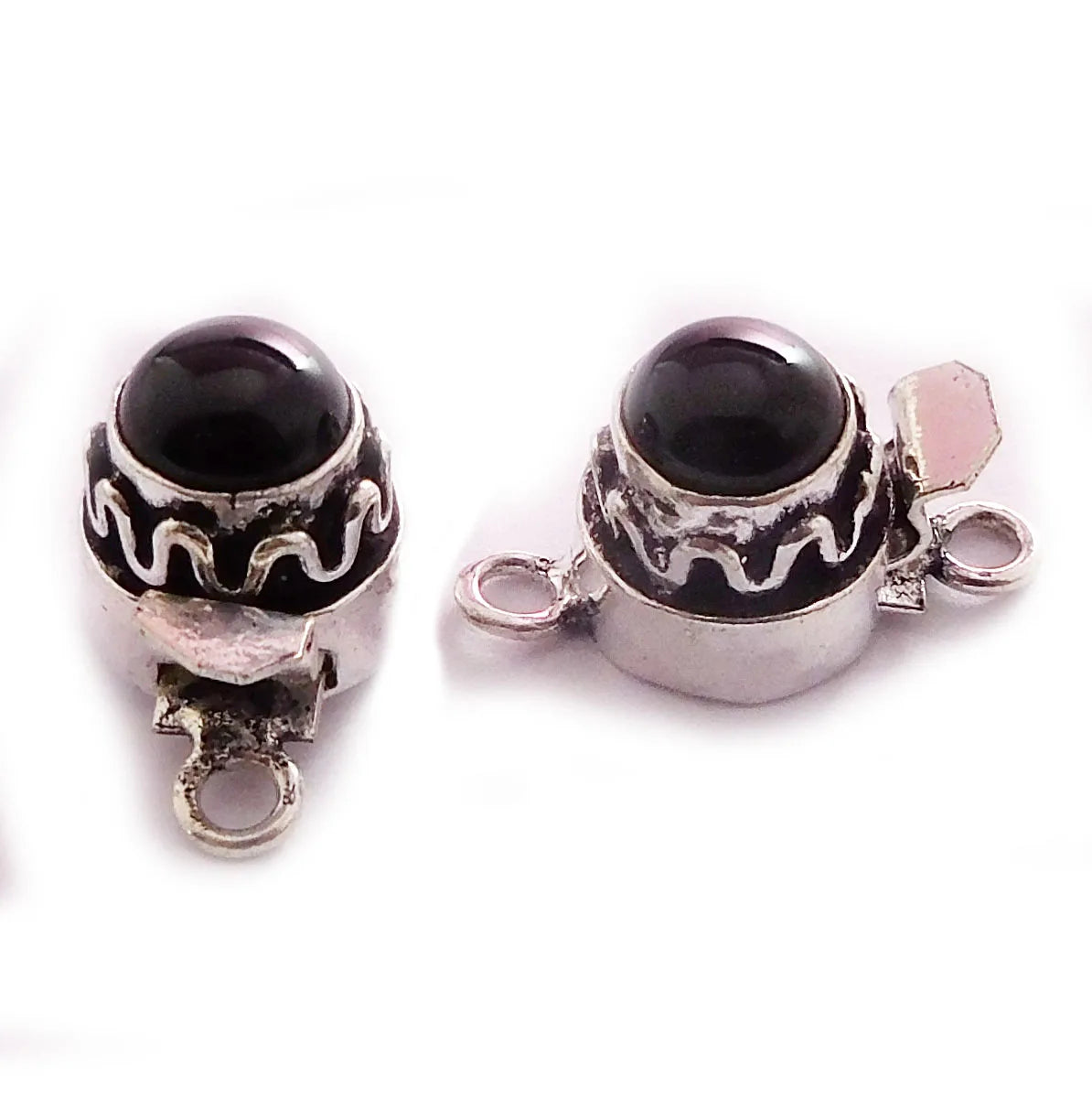 Black Onyx Gemstone 1Strand 2Strand 3Strand Box Antique Silver Plated 18K Gold Plated 24X15X10MM Jewelry Making Clasp B631