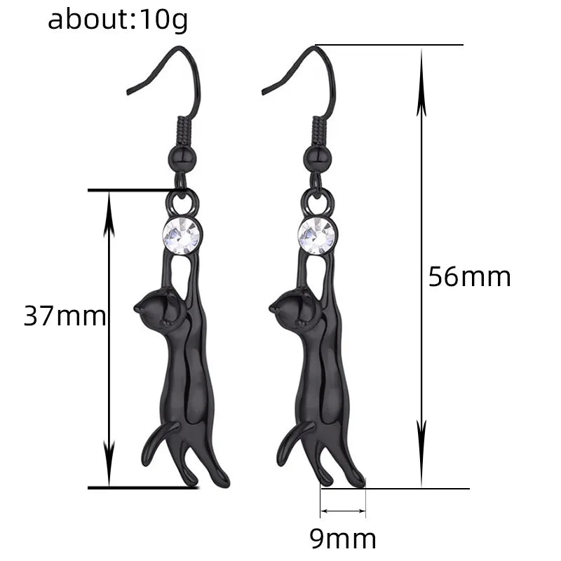 Cute Stretching Cat Drop Earrings For Women Trendy Playful Kitten Pendant Earrings Daily Fashion Jewelry