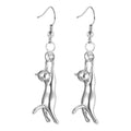 Cute Stretching Cat Drop Earrings For Women Trendy Playful Kitten Pendant Earrings Daily Fashion Jewelry