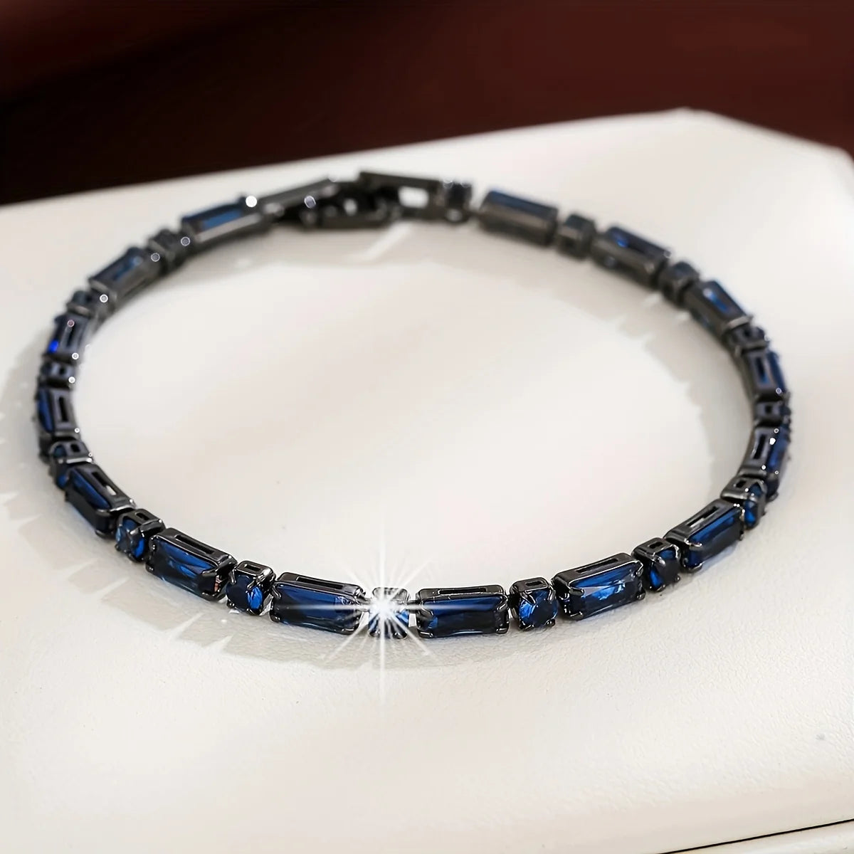 Unique Deep Blue Synthetic Zircon (synthetic Cubic Zirconia) Vintage Bracelet | for Women, Delicate Everyday Versatile