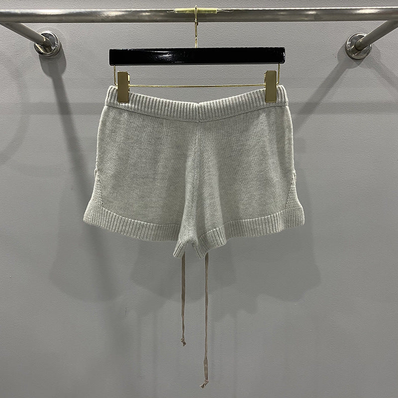 Dark Style Shorts, Fashionable Wool Knit, Comfortable Black and Gray Casual Shorts, Short and Stylish