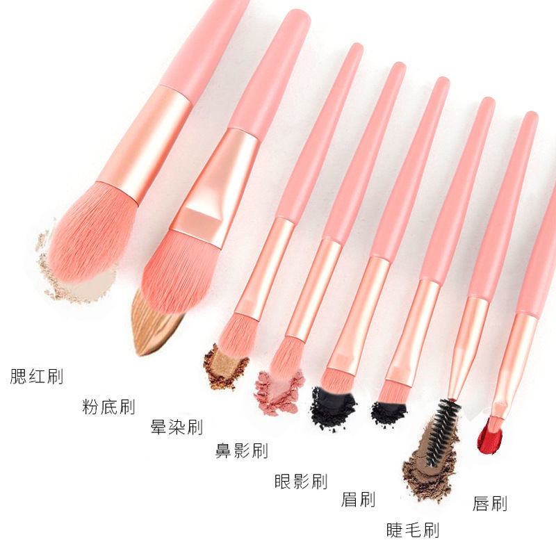 Morandi 8-Piece Beginner Makeup Brush Set Beauty Tools Portable Brushes for Beginners Eyeshadow Brush Loose Powder Setting Brush