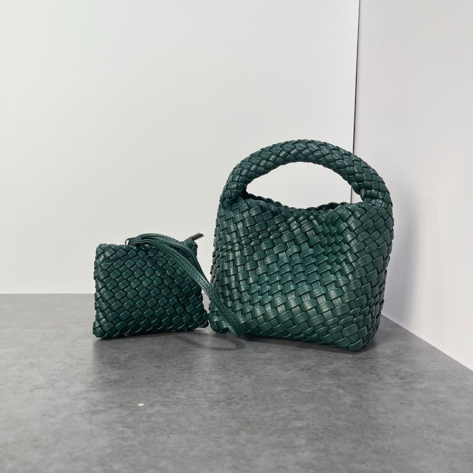 PU handmade woven bag summer high-end niche design women's bag handbag shoulder bag vegetable basket Ins bag