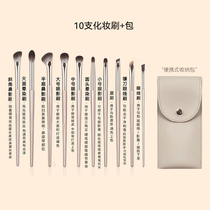 New Makeup Brush Set of 15 Gold-Plated Brushes, Complete Set of Soft-Bristled Eye Shadow Brushes, Ready for Makeup Application