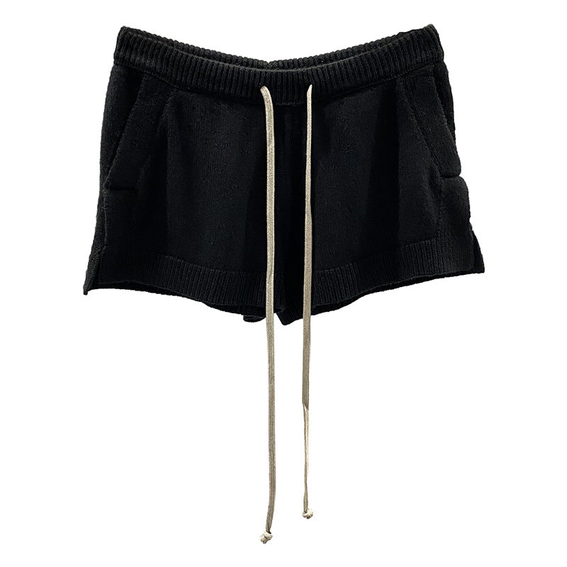 Dark Style Shorts, Fashionable Wool Knit, Comfortable Black and Gray Casual Shorts, Short and Stylish