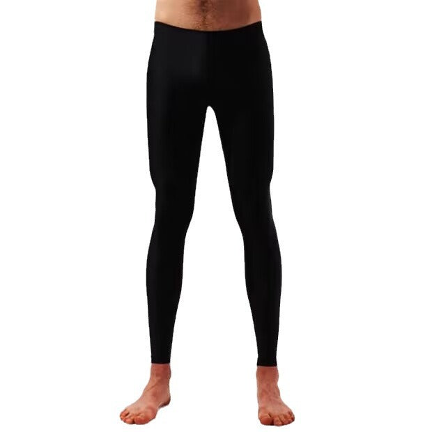 Men's Long-leg Swimming Trunks Large Size Snorkeling Swimsuit Diving Surfing Pure Black Quick-drying Trunks Women's Swimming Trunks Swimsuit