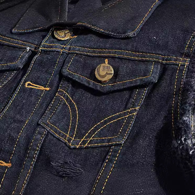 Men's Large Size Black Denim Vest Foreign Trade Men's Vest Vest Ripped Vest Men's Korean Version