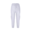 2019 European and American Short Sleeve Elastic Waist Button Multi-Pocket Four-Pocket Yoga Capri Pants Slimming Casual All-Match