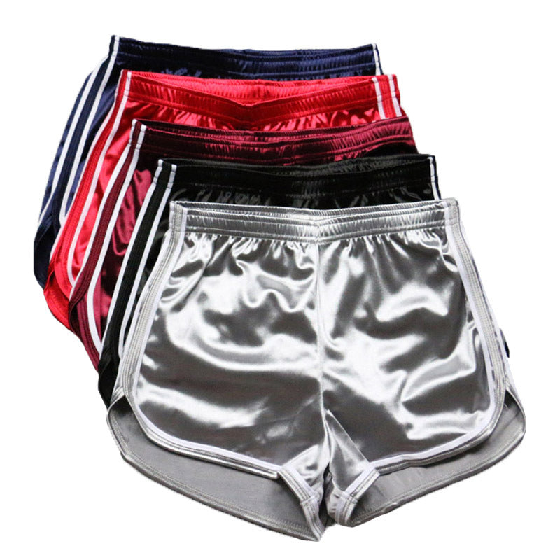 2024 summer women's new European and American style fashion Joker smooth elastic high waist sports shorts women's factory direct sales