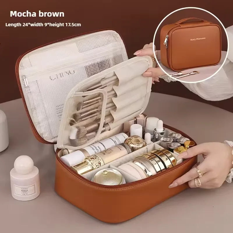 Double Layer Large Capacity Women's Cosmetic Bag Luxury Makeup Bag Cosmetics Organizer Travel Essentials Women's Cosmetic Bag