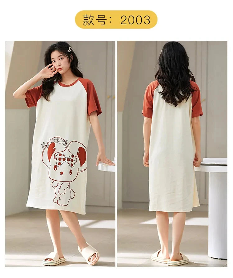 Summer Dresses Women's Ice Silk Nightgowns Plus Size Dresses Cute Wind Women's Knee Length Dresses Large Bust Women's Dresses