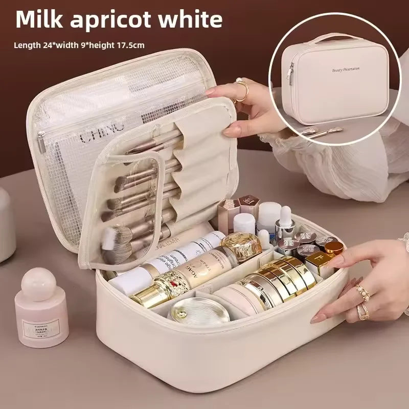 Double Layer Large Capacity Women's Cosmetic Bag Luxury Makeup Bag Cosmetics Organizer Travel Essentials Women's Cosmetic Bag