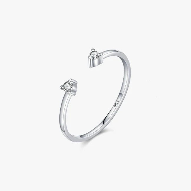 Real 925 Sterling Silver Minimalist Zircon Geometric Opening Rings for Women Trendy Fine Jewelry Adjustable Accessories