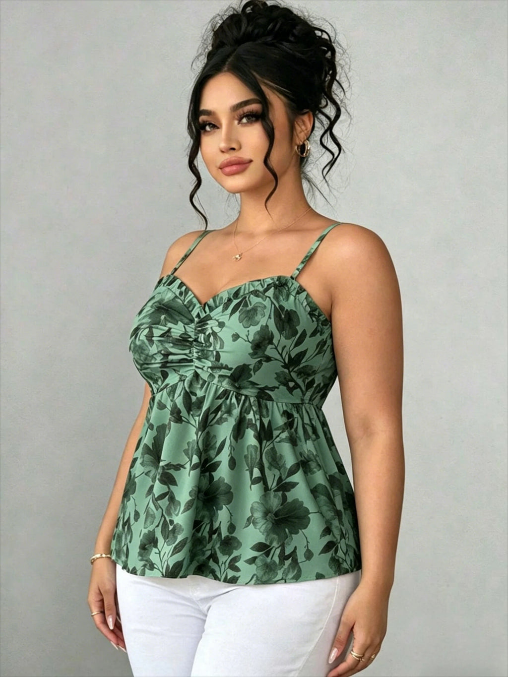 Elegant Floral Print Camisole Top, Women Summer Sleeveless Top for Beach Vacation Dating Shopping Daily Wear