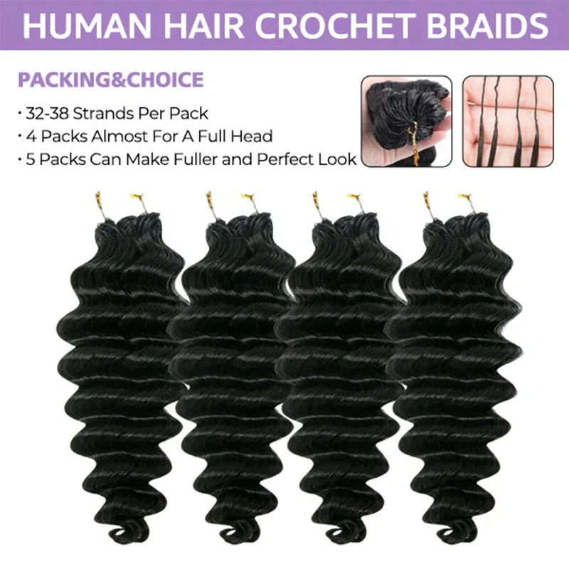 12A Knotless Pre Separated Body Wave Feather Crochet Human Hair Real Hair Extensions For Braiding Twist Feather Line For Women