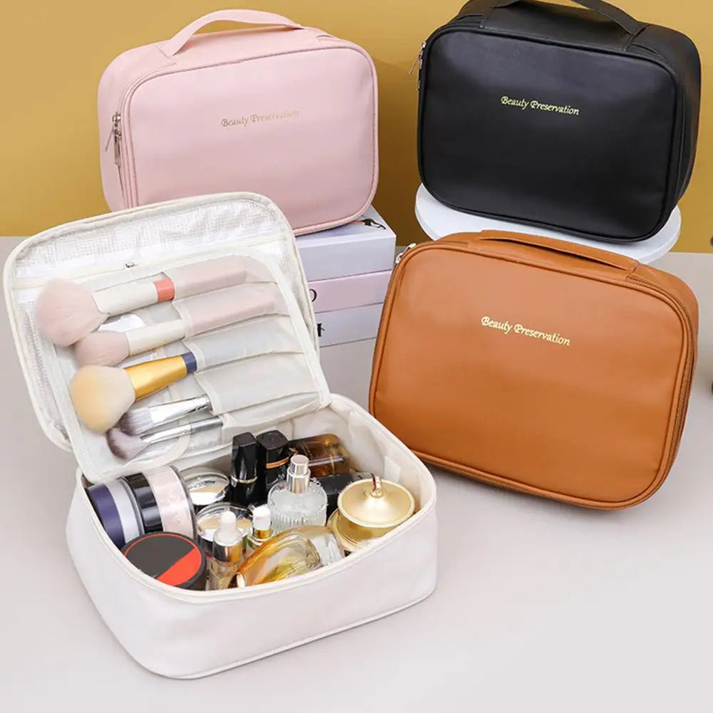 Women's Cosmetic Bag Makeup Bag Double Layer Large Capacity Luxury Cosmetics Organizer Travel Essentials Women's Cosmetic Bag