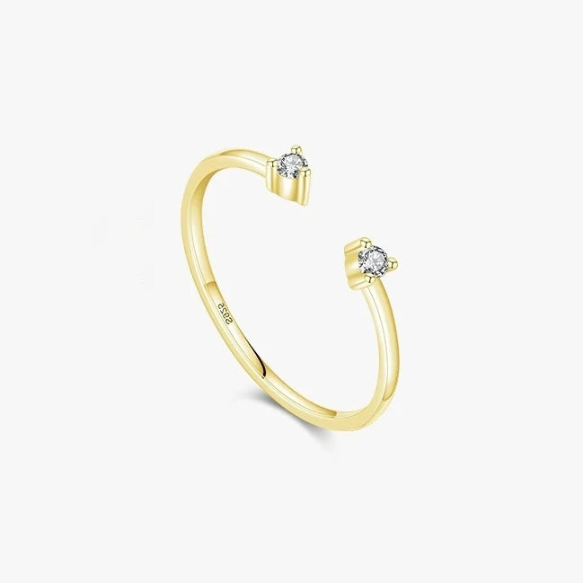 Real 925 Sterling Silver Minimalist Zircon Geometric Opening Rings for Women Trendy Fine Jewelry Adjustable Accessories