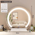 Hot Fashion Bathroom Mirror Rotating Internet Celebrity Cream Wind Semicircular Makeup Mirror Desktop Desktop Led Smart