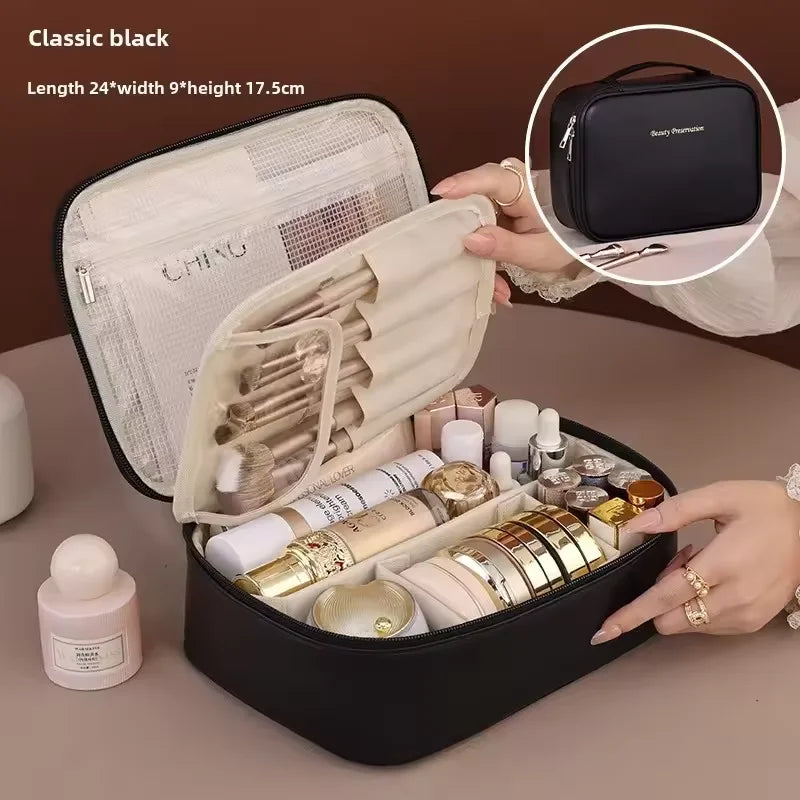 Double Layer Large Capacity Women's Cosmetic Bag Luxury Makeup Bag Cosmetics Organizer Travel Essentials Women's Cosmetic Bag