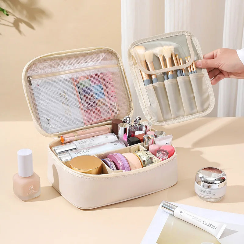 Large Capacity Women's Cosmetic Bag Makeup Bag Double Layer Luxury Cosmetics Organizer Travel Essentials Women's Cosmetic Bag