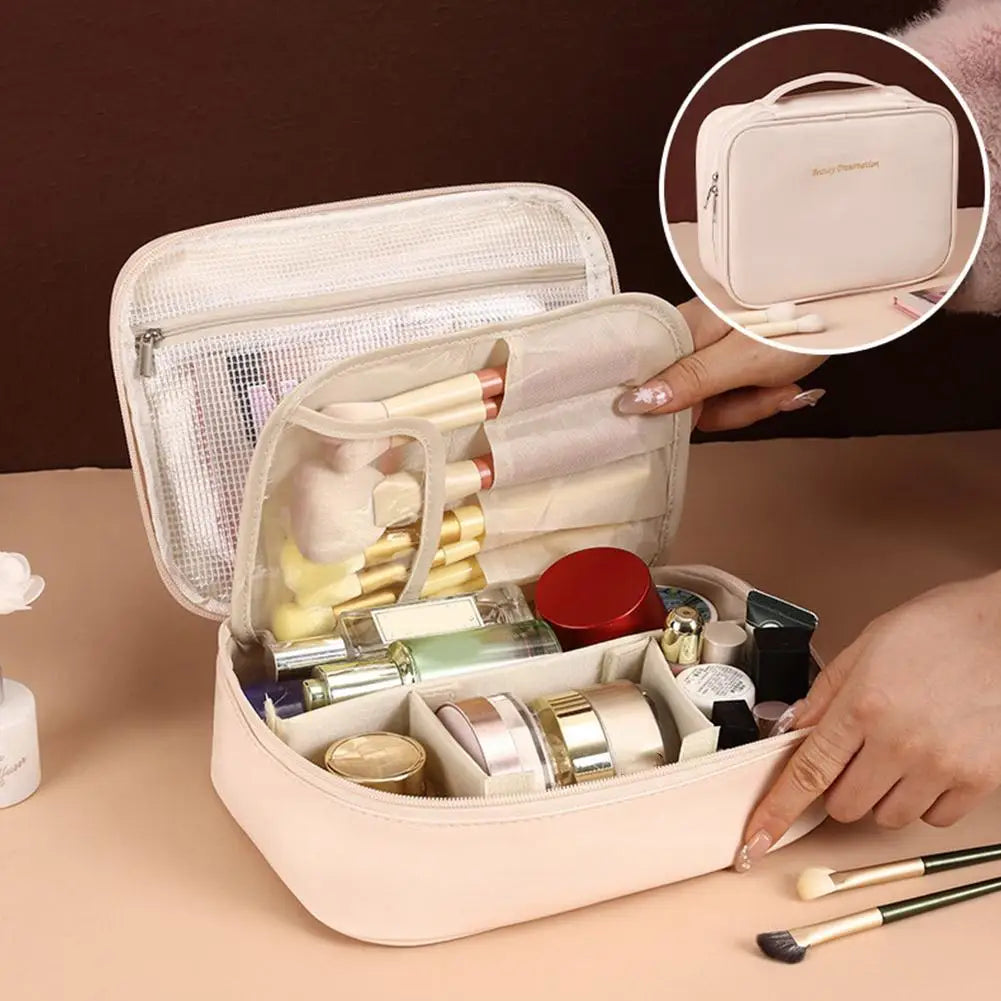 Women's Cosmetic Bag Makeup Bag Double Layer Large Capacity Luxury Cosmetics Organizer Travel Essentials Women's Cosmetic Bag