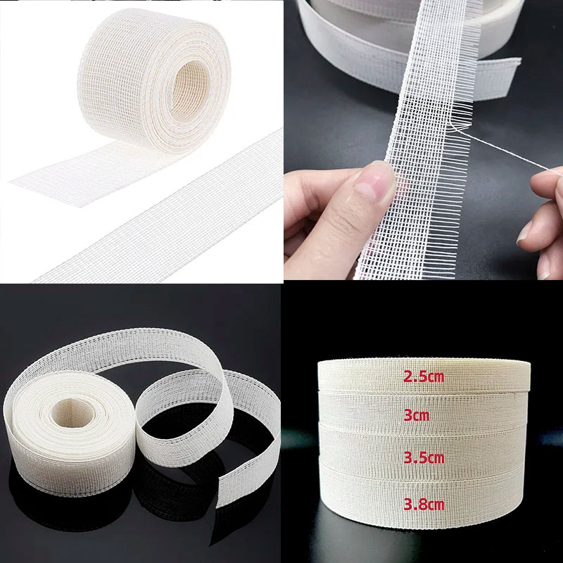Fishbone Hem Tape for Sewing, Chiffon Thin Fabrics, Polyester Frills Hem Sewing Guide Tape Wide Corset DIY Handmade Craft Cloth