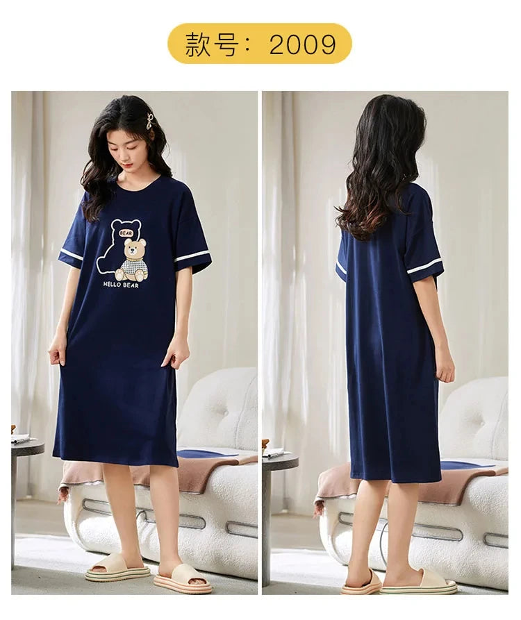 Summer Dresses Women's Ice Silk Nightgowns Plus Size Dresses Cute Wind Women's Knee Length Dresses Large Bust Women's Dresses