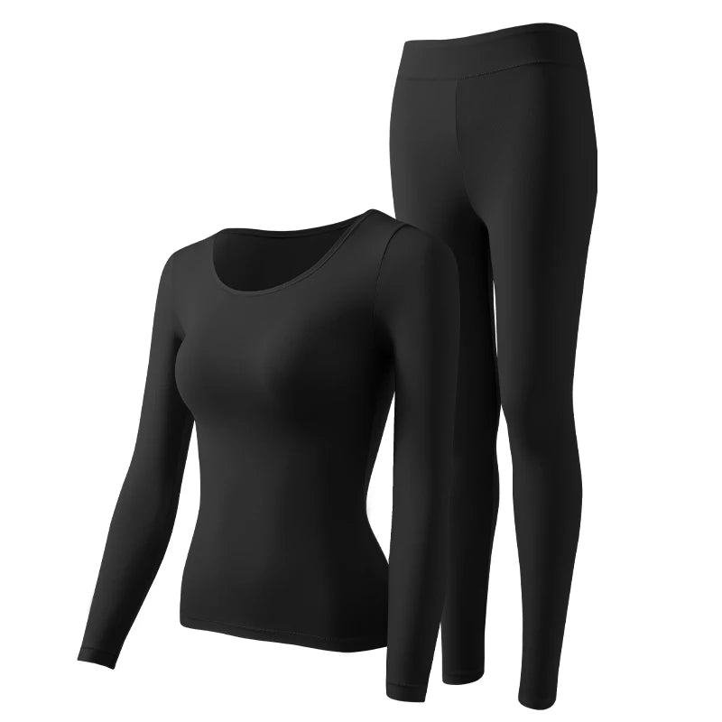 Women's Warm Set, Ultra Thin Warm Underwear, Women's High Elasticity Autumn Clothes, Warm Skincare Clothes, Bottom Shirt