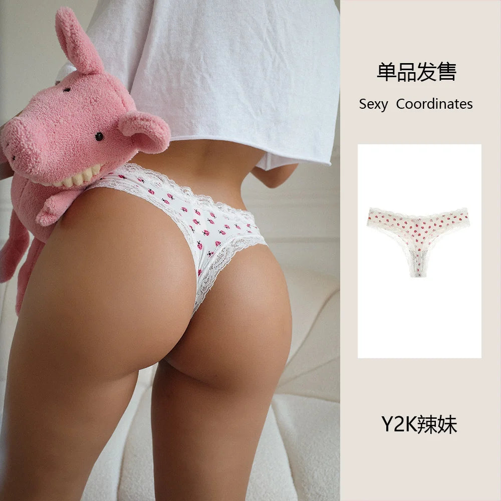 SP&CITY Flower Printed Traceless Lace Sexy Women’s Underwear Low Waist Hip Lifting Fitness Panties Cotton Crotch Seamless Briefs