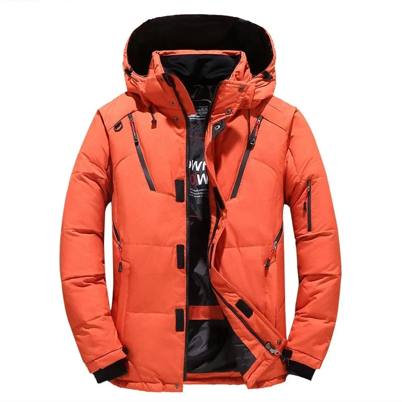 Hooded Mens Parkas Degree Winter Clothing Men, White Duck Goose Feather Coat Thick Mens Warm Snow Jacket Coat Windbreaker Men