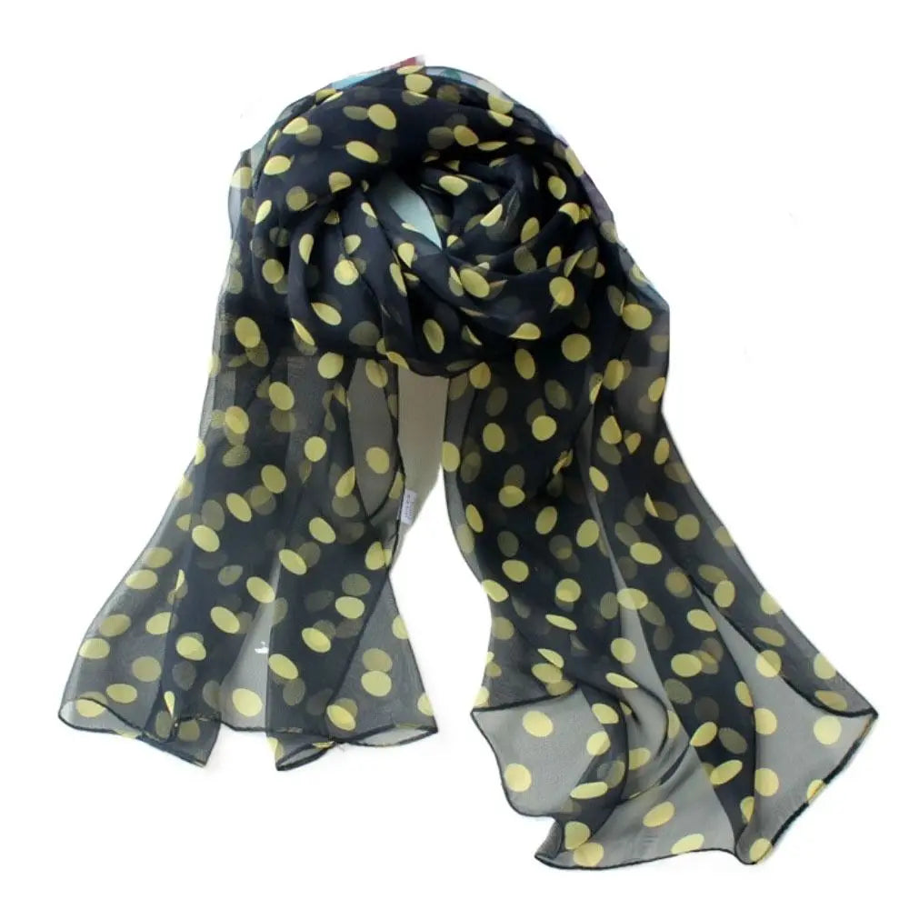 Polka Dot Scarf Ladies Women's Scarf Chiffon Scarf Soft Head Wraps Women's Lady Summer Sunscreen Air Conditioner Shawl