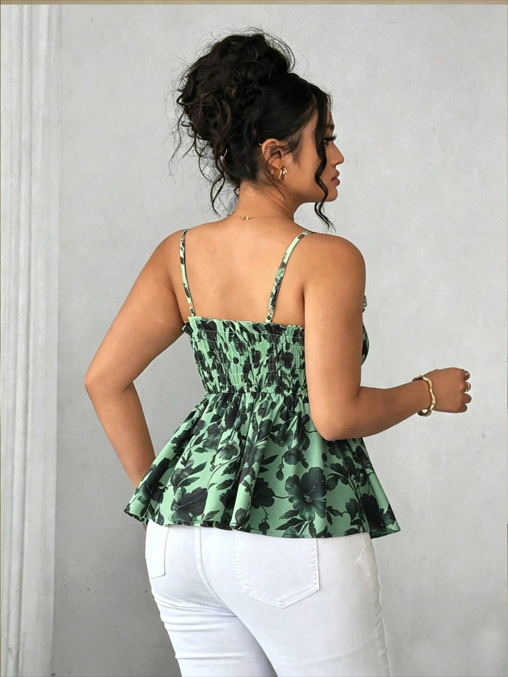 Elegant Floral Print Camisole Top, Women Summer Sleeveless Top for Beach Vacation Dating Shopping Daily Wear