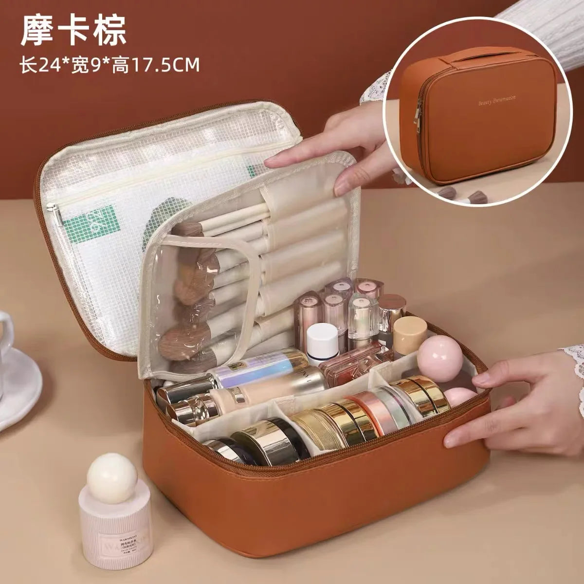 Large Capacity Women's Cosmetic Bag Makeup Bag Double Layer Luxury Cosmetics Organizer Travel Essentials Women's Cosmetic Bag