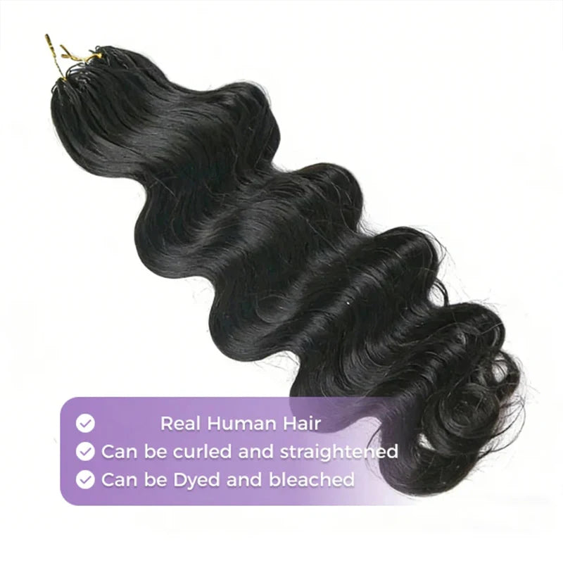 12A Knotless Pre Separated Body Wave Feather Crochet Human Hair Real Hair Extensions For Braiding Twist Feather Line For Women