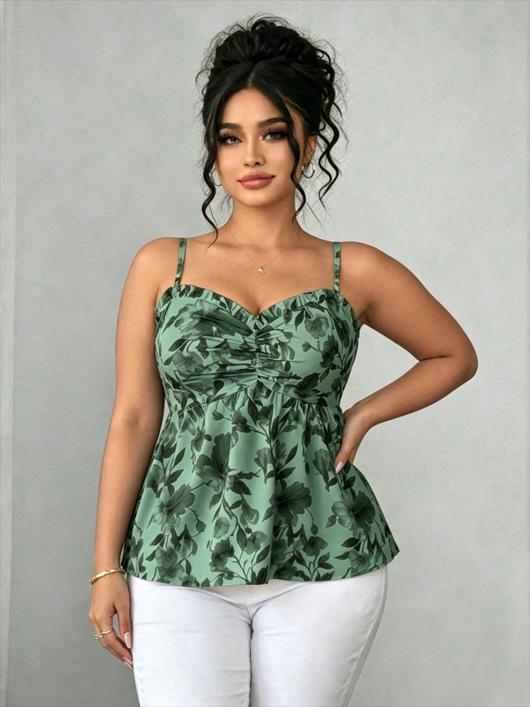 Elegant Floral Print Camisole Top, Women Summer Sleeveless Top for Beach Vacation Dating Shopping Daily Wear