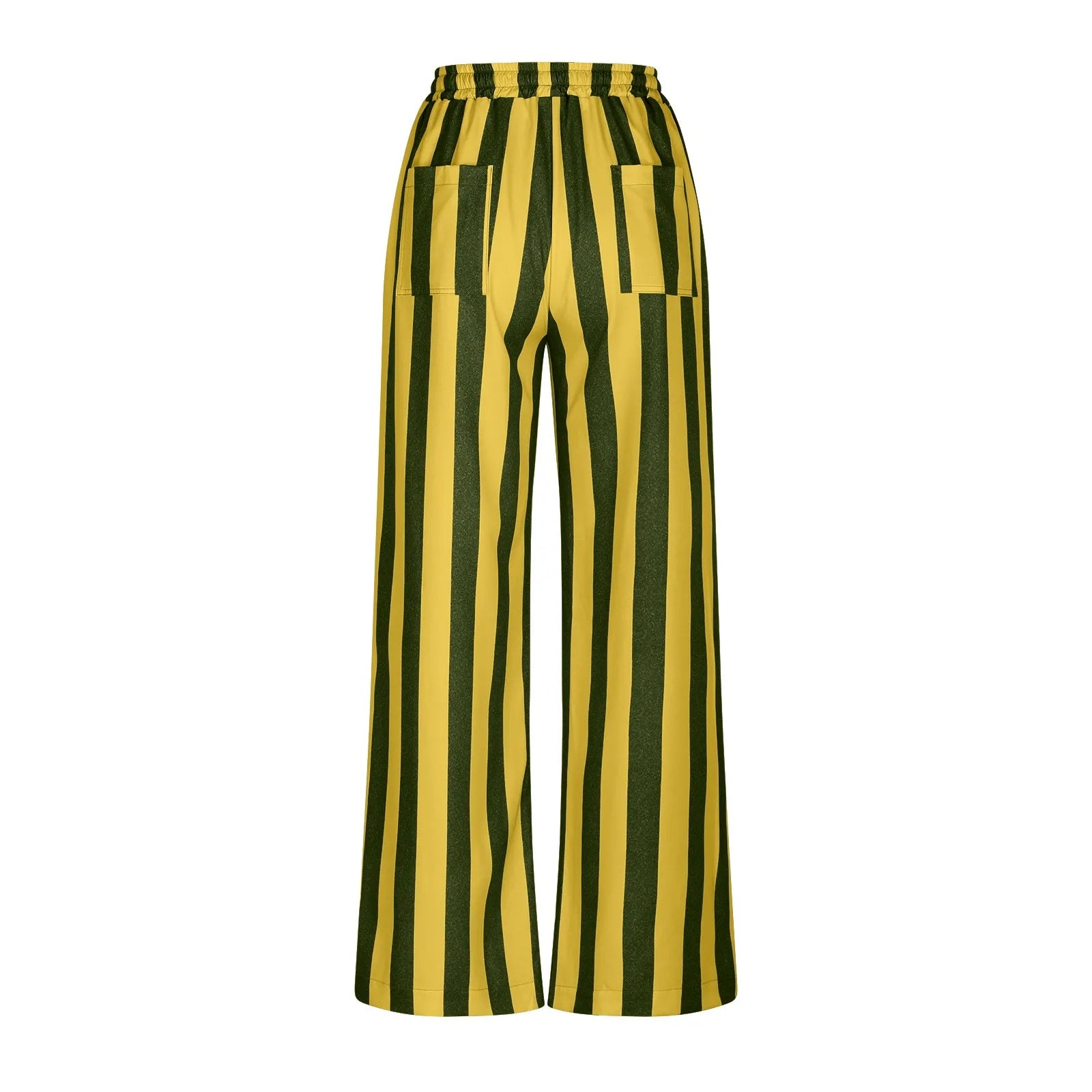 Women Casual Baggy Trousers Striped Color Blocking High Waist Wide Leg Pants Pockets Summer Lightweight Palazzo Pajama Bottom
