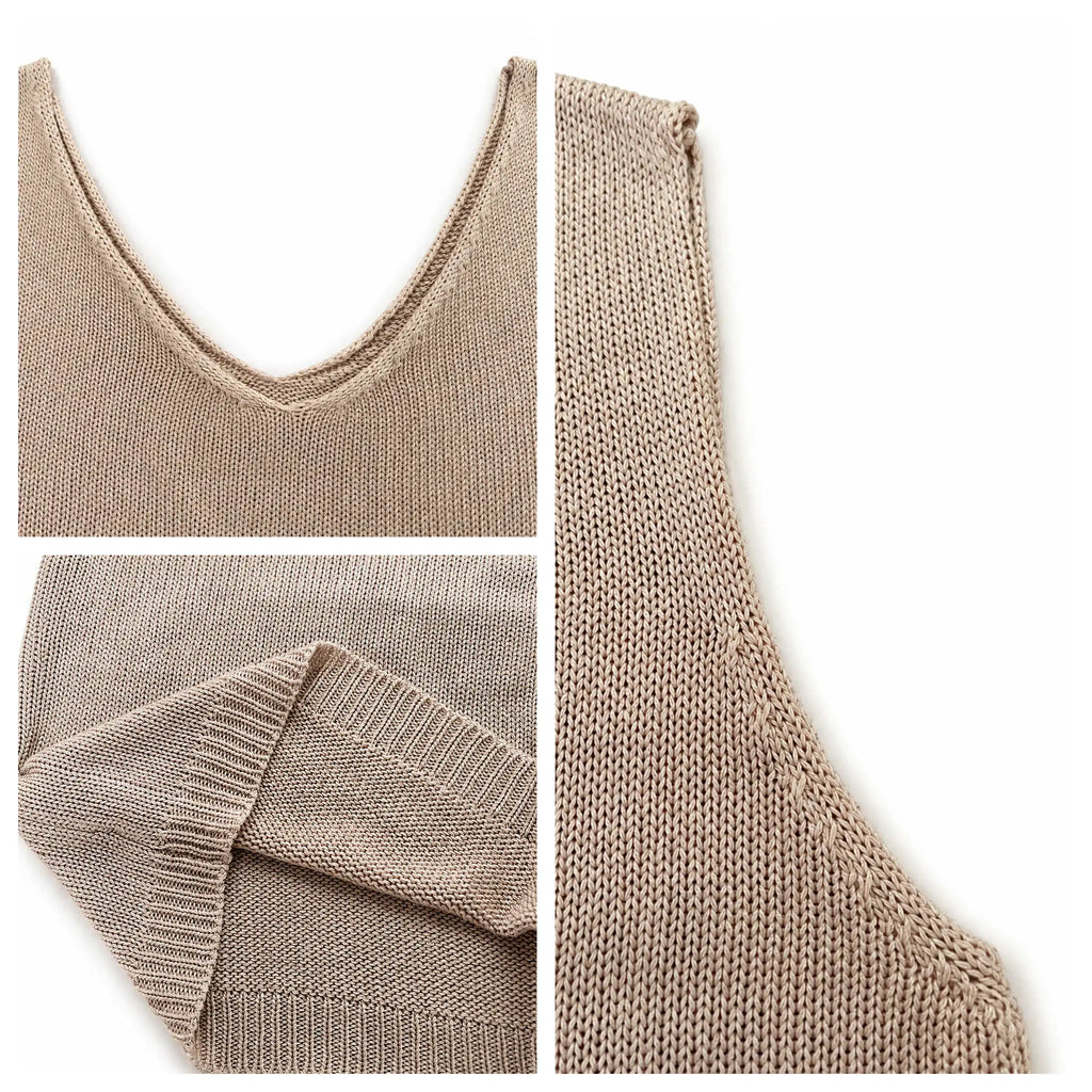 Women'S Spring/Summer Style, V-Neck, Casual, Versatile, Simple, Niche Fashion, Street Style, Solid Color, Knitted Sweater Vest.