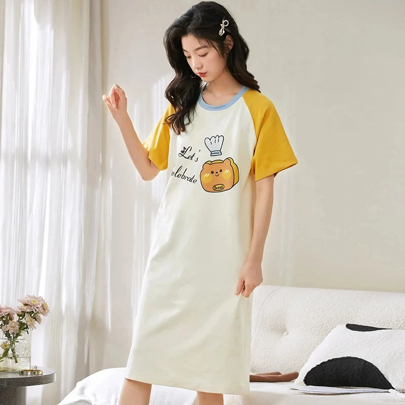 Summer Dresses Women's Ice Silk Nightgowns Plus Size Dresses Cute Wind Women's Knee Length Dresses Large Bust Women's Dresses
