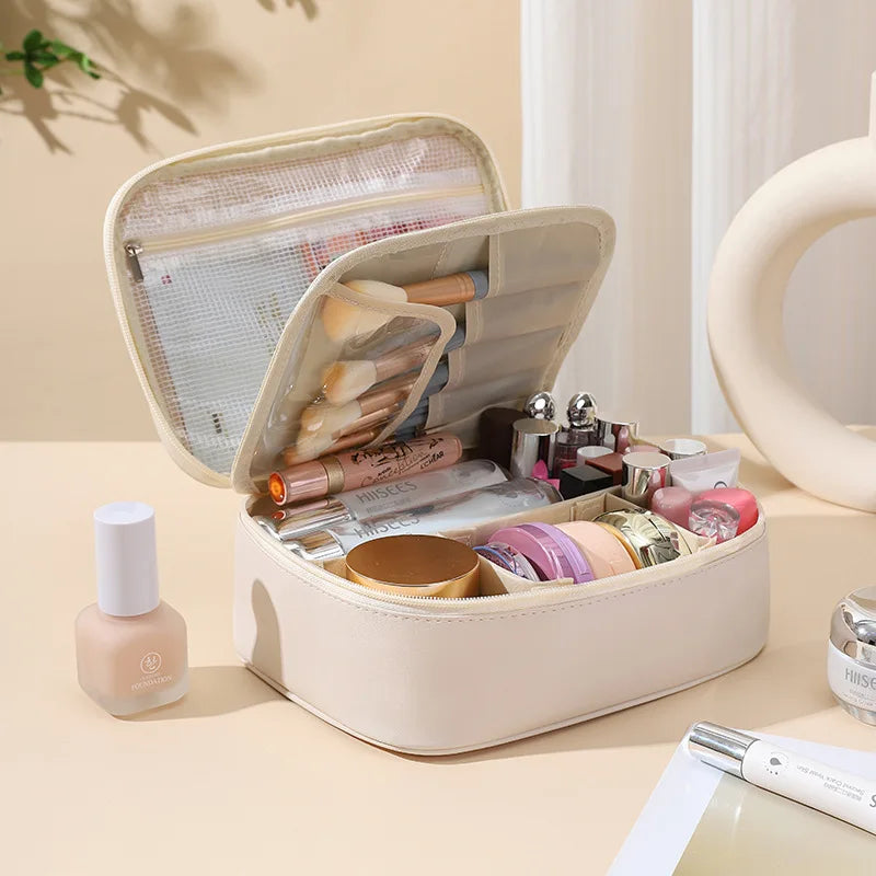Large Capacity Women's Cosmetic Bag Makeup Bag Double Layer Luxury Cosmetics Organizer Travel Essentials Women's Cosmetic Bag