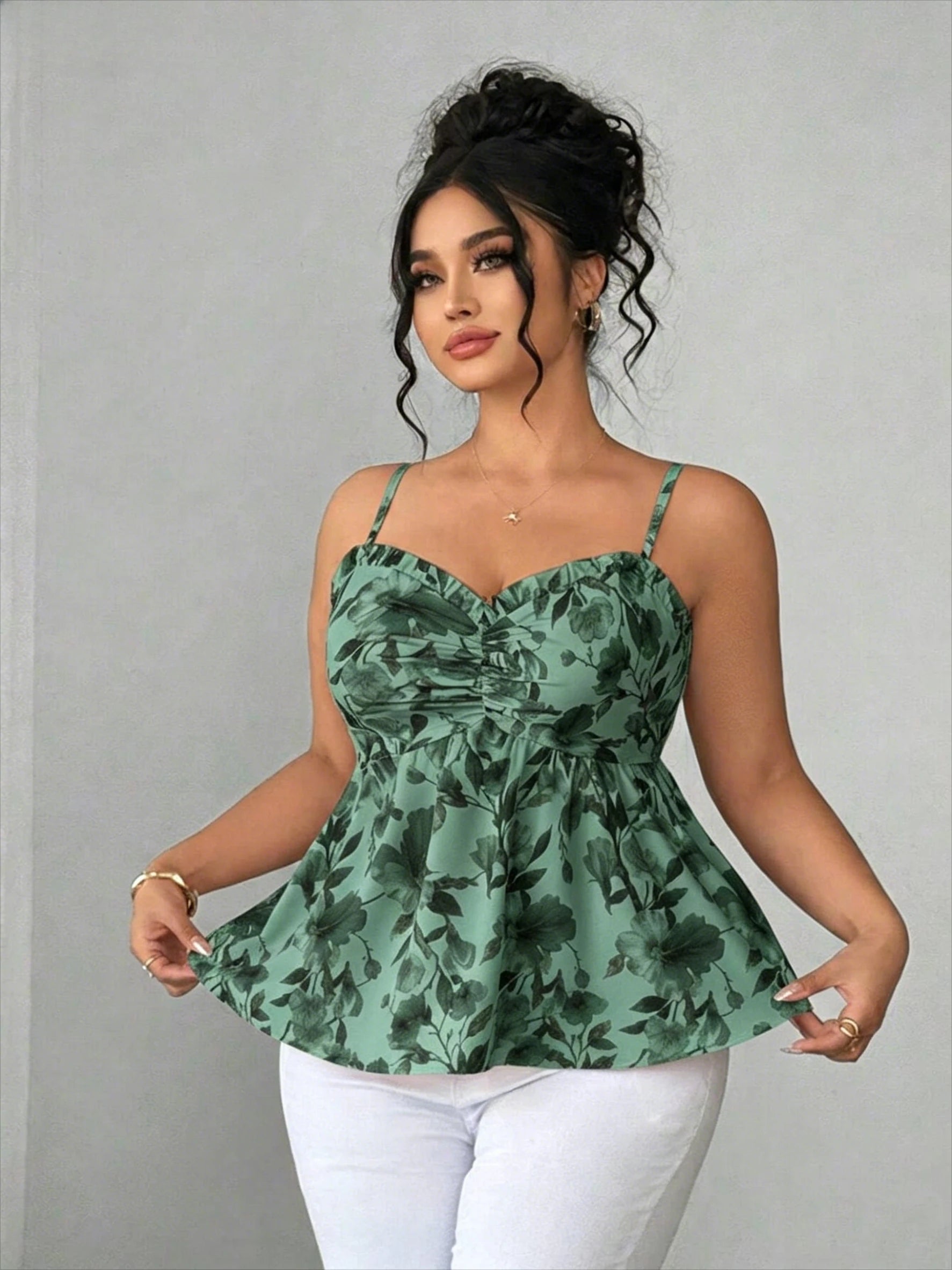 Elegant Floral Print Camisole Top, Women Summer Sleeveless Top for Beach Vacation Dating Shopping Daily Wear