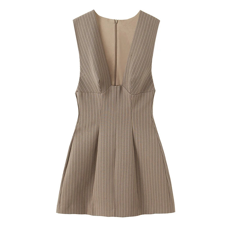 Dress Summer Women's 2026 New Fashion Striped Slim V-neck Mini Short Party Dress Women's Youth Street Holiday Summer Dresses